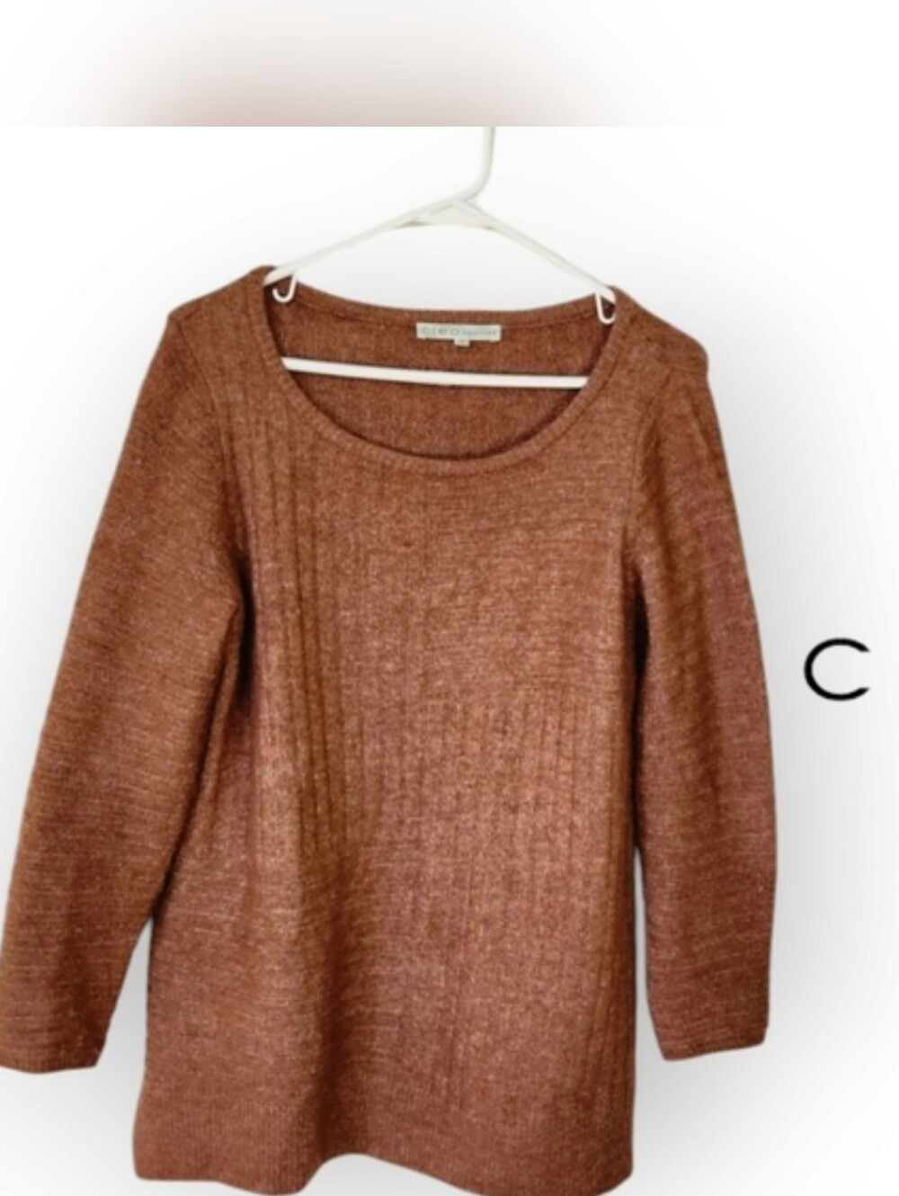 Cleo Women's Size Medium Brown Waffle Knit Sweater